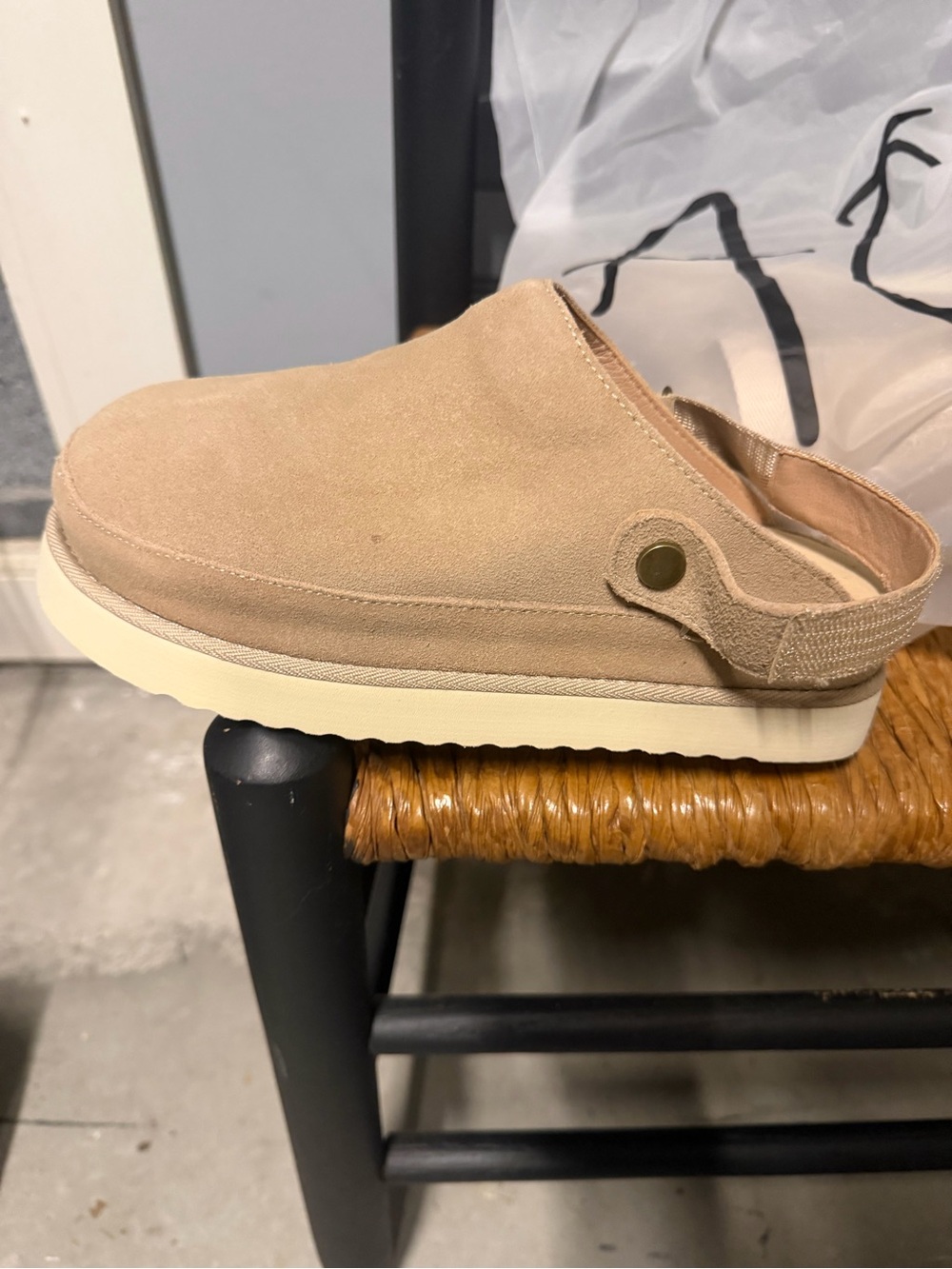 Women's Suede Backstrap Mule in Tan